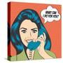 Woman Chatting on the Phone, Pop Art Illustration-Eva Andreea-Stretched Canvas