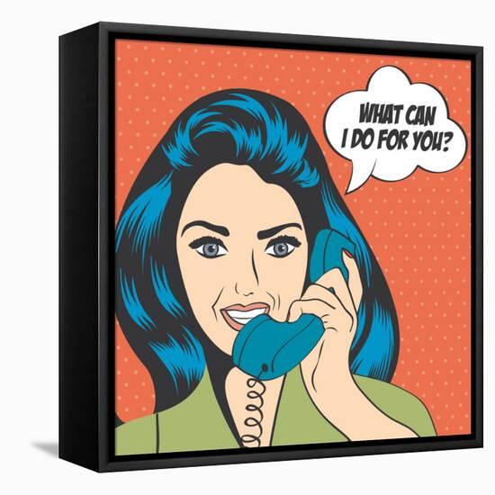 Woman Chatting on the Phone, Pop Art Illustration-Eva Andreea-Framed Stretched Canvas