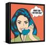 Woman Chatting on the Phone, Pop Art Illustration-Eva Andreea-Framed Stretched Canvas