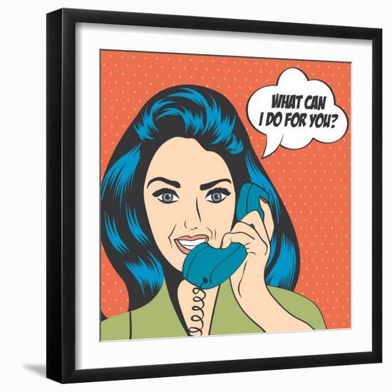 Woman Chatting on the Phone, Pop Art Illustration-Eva Andreea-Framed Art Print