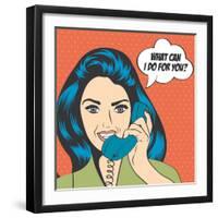 Woman Chatting on the Phone, Pop Art Illustration-Eva Andreea-Framed Art Print