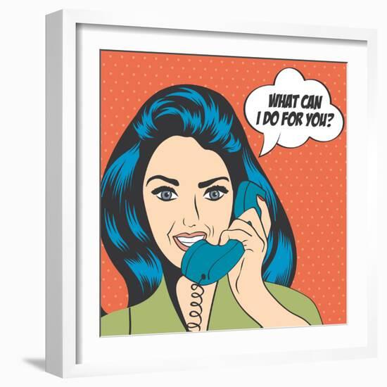 Woman Chatting on the Phone, Pop Art Illustration-Eva Andreea-Framed Art Print