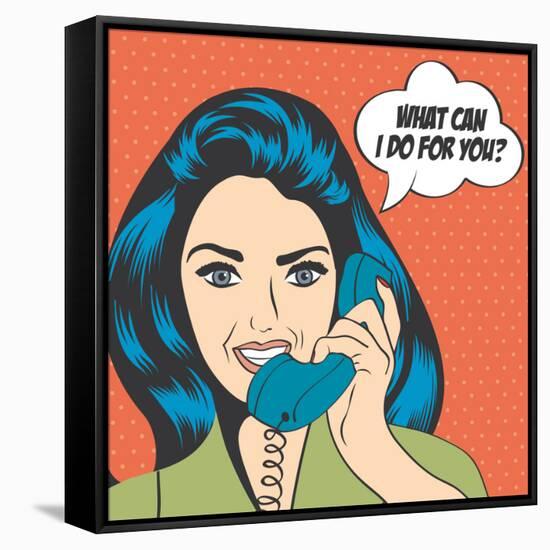 Woman Chatting on the Phone, Pop Art Illustration-Eva Andreea-Framed Stretched Canvas