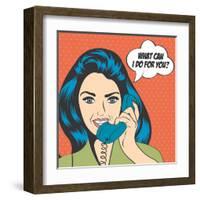 Woman Chatting on the Phone, Pop Art Illustration-Eva Andreea-Framed Art Print