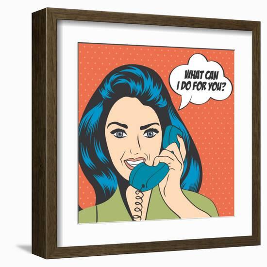 Woman Chatting on the Phone, Pop Art Illustration-Eva Andreea-Framed Art Print