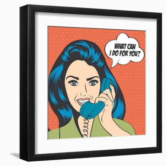 Woman Chatting on the Phone, Pop Art Illustration-Eva Andreea-Framed Art Print