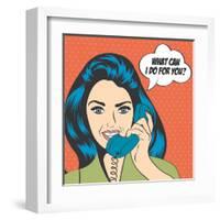 Woman Chatting on the Phone, Pop Art Illustration-Eva Andreea-Framed Art Print