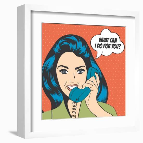 Woman Chatting on the Phone, Pop Art Illustration-Eva Andreea-Framed Art Print