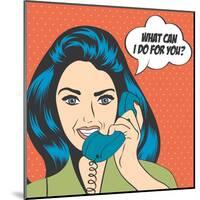 Woman Chatting on the Phone, Pop Art Illustration-Eva Andreea-Mounted Art Print