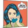 Woman Chatting on the Phone, Pop Art Illustration-Eva Andreea-Mounted Art Print