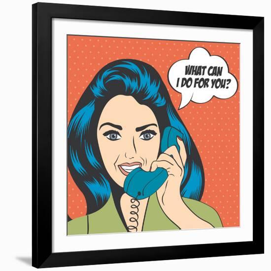 Woman Chatting on the Phone, Pop Art Illustration-Eva Andreea-Framed Art Print