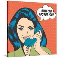 Woman Chatting on the Phone, Pop Art Illustration-Eva Andreea-Stretched Canvas