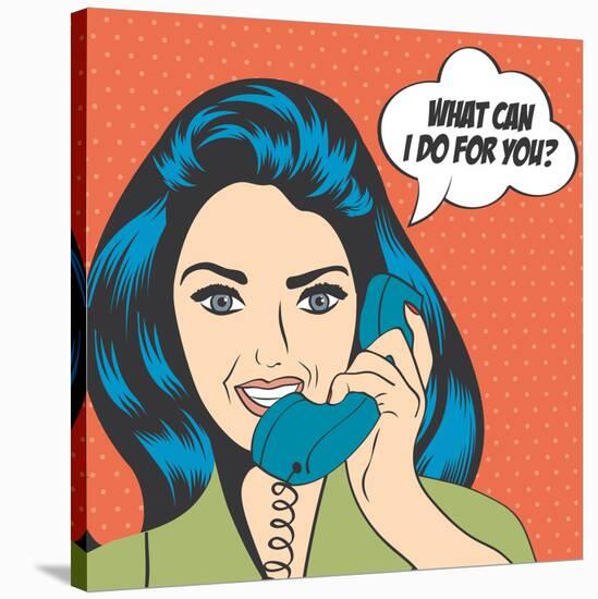Woman Chatting on the Phone, Pop Art Illustration-Eva Andreea-Stretched Canvas