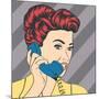 Woman Chatting on the Phone, Pop Art Illustration-Eva Andreea-Mounted Art Print