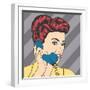 Woman Chatting on the Phone, Pop Art Illustration-Eva Andreea-Framed Art Print