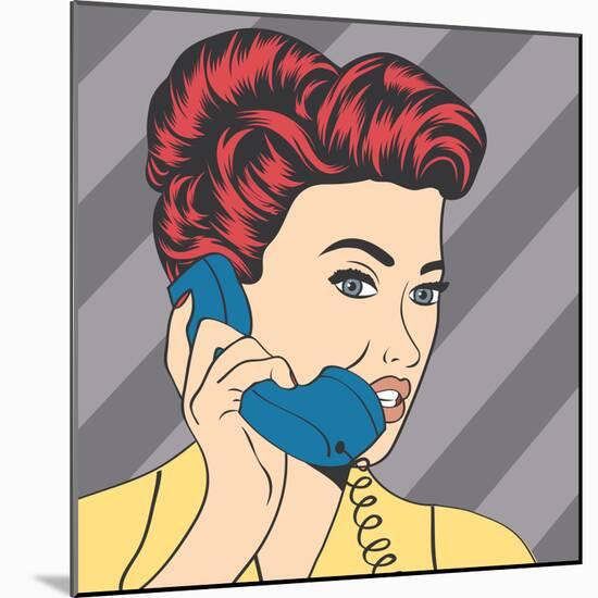 Woman Chatting on the Phone, Pop Art Illustration-Eva Andreea-Mounted Art Print
