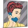 Woman Chatting on the Phone, Pop Art Illustration-Eva Andreea-Mounted Art Print