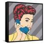 Woman Chatting on the Phone, Pop Art Illustration-Eva Andreea-Framed Stretched Canvas