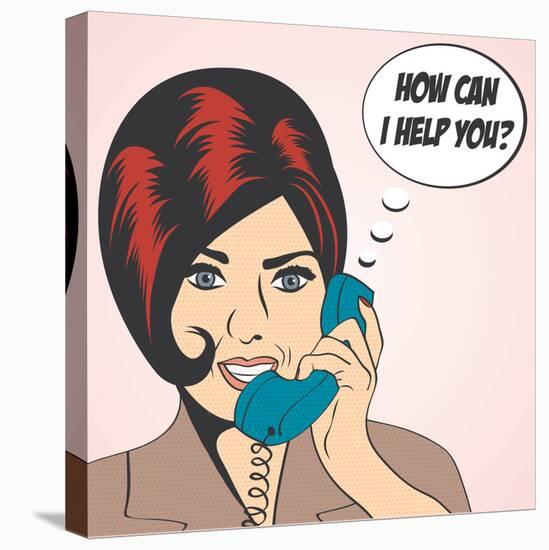 Woman Chatting on the Phone, Pop Art Illustration-Eva Andreea-Stretched Canvas