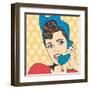 Woman Chatting on the Phone, Pop Art Illustration-Eva Andreea-Framed Art Print