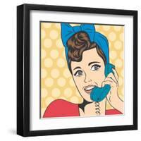 Woman Chatting on the Phone, Pop Art Illustration-Eva Andreea-Framed Art Print