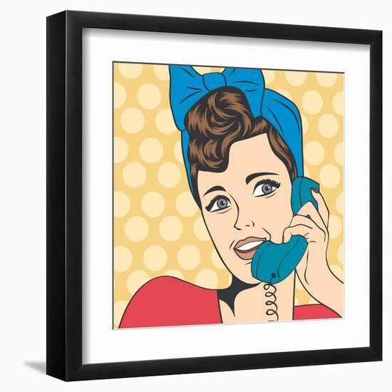 Woman Chatting on the Phone, Pop Art Illustration-Eva Andreea-Framed Art Print