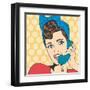 Woman Chatting on the Phone, Pop Art Illustration-Eva Andreea-Framed Art Print