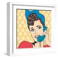 Woman Chatting on the Phone, Pop Art Illustration-Eva Andreea-Framed Art Print