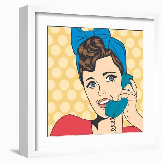 Woman Chatting on the Phone, Pop Art Illustration-Eva Andreea-Framed Art Print