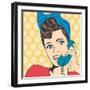 Woman Chatting on the Phone, Pop Art Illustration-Eva Andreea-Framed Art Print