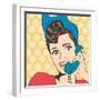 Woman Chatting on the Phone, Pop Art Illustration-Eva Andreea-Framed Art Print