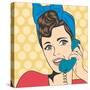 Woman Chatting on the Phone, Pop Art Illustration-Eva Andreea-Stretched Canvas