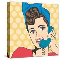 Woman Chatting on the Phone, Pop Art Illustration-Eva Andreea-Stretched Canvas