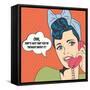 Woman Chatting on the Phone, Pop Art Illustration-Eva Andreea-Framed Stretched Canvas