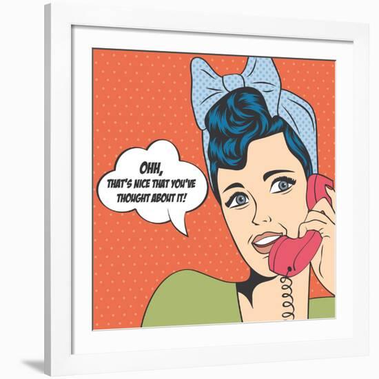 Woman Chatting on the Phone, Pop Art Illustration-Eva Andreea-Framed Art Print