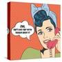 Woman Chatting on the Phone, Pop Art Illustration-Eva Andreea-Stretched Canvas