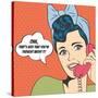 Woman Chatting on the Phone, Pop Art Illustration-Eva Andreea-Stretched Canvas