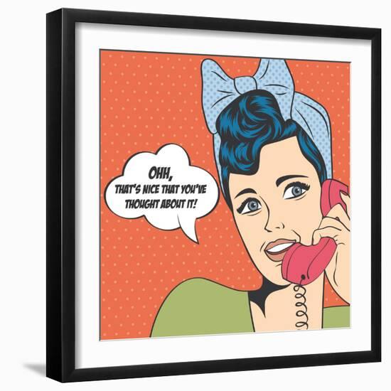 Woman Chatting on the Phone, Pop Art Illustration-Eva Andreea-Framed Art Print