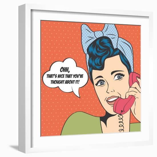 Woman Chatting on the Phone, Pop Art Illustration-Eva Andreea-Framed Art Print