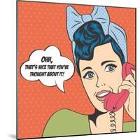 Woman Chatting on the Phone, Pop Art Illustration-Eva Andreea-Mounted Art Print