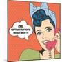 Woman Chatting on the Phone, Pop Art Illustration-Eva Andreea-Mounted Art Print