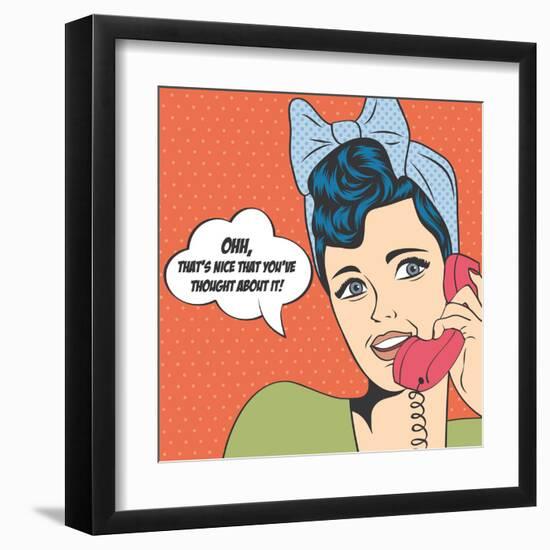 Woman Chatting on the Phone, Pop Art Illustration-Eva Andreea-Framed Art Print