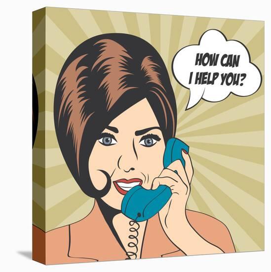 Woman Chatting on the Phone, Pop Art Illustration-Eva Andreea-Stretched Canvas