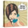 Woman Chatting on the Phone, Pop Art Illustration-Eva Andreea-Stretched Canvas