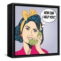 Woman Chatting on the Phone, Pop Art Illustration-Eva Andreea-Framed Stretched Canvas