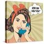 Woman Chatting on the Phone, Pop Art Illustration-Eva Andreea-Stretched Canvas