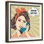 Woman Chatting on the Phone, Pop Art Illustration-Eva Andreea-Framed Premium Giclee Print