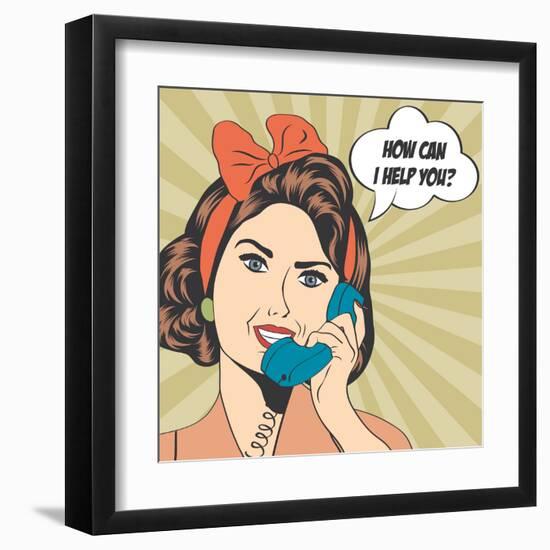 Woman Chatting on the Phone, Pop Art Illustration-Eva Andreea-Framed Art Print