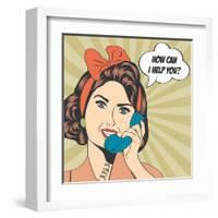 Woman Chatting on the Phone, Pop Art Illustration-Eva Andreea-Framed Art Print