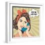 Woman Chatting on the Phone, Pop Art Illustration-Eva Andreea-Framed Art Print